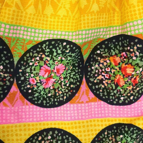 Vtg Mr B of California Maxi Skirt Small? Boho Black Yellow Pink Floral Print - Picture 8 of 10
